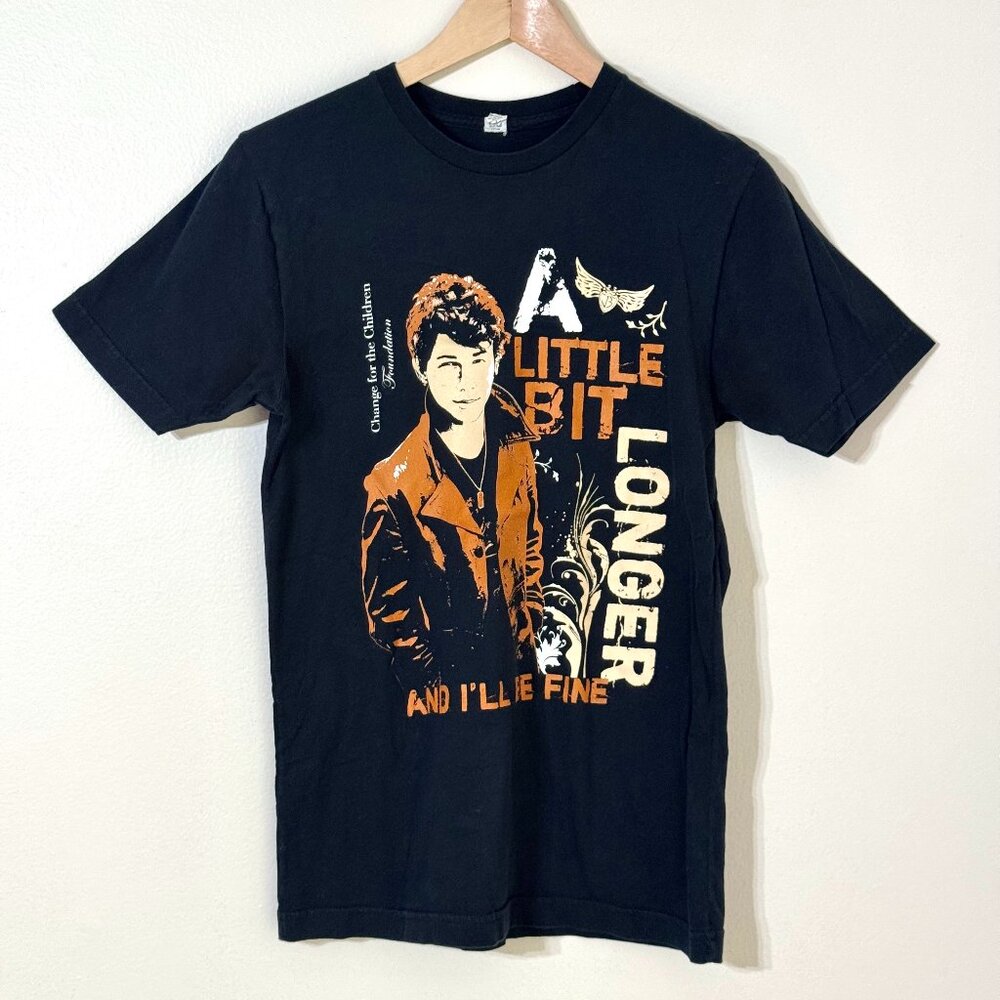 Nick Jonas A Little Bit Longer Jonas Brothers Black T-Shirt Rare HTF